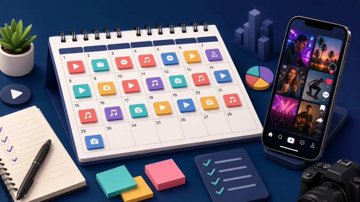 Calendário editorial para TikTok: 30 dias de posts planejados