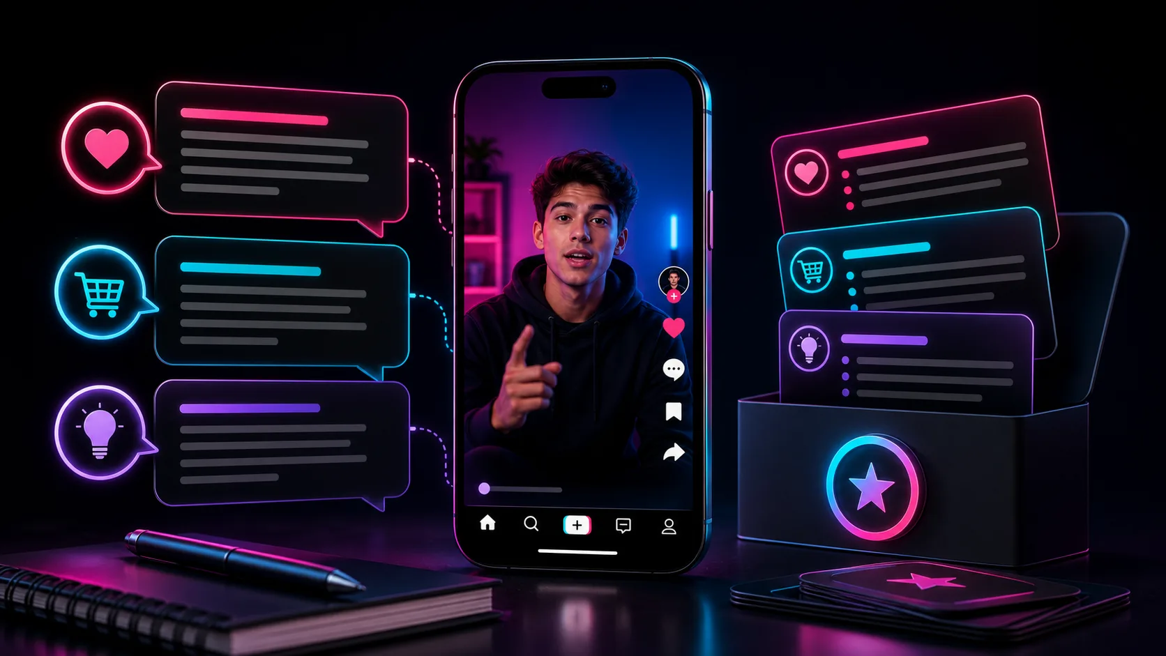Pack de legendas para TikTok por objetivo